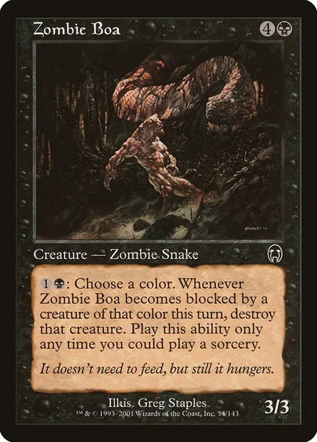 Zombie Boa, Magic card APC 54 — Apocalypse set