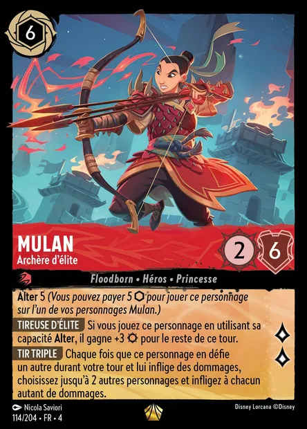 Mulan - Archère d'élite, carte Disney Lorcana CH4-114 — extension Le Retour d'Ursula