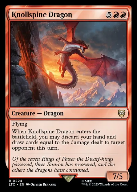 Knollspine Dragon, Magic card LTC 224 — Tales of Middle-earth Commander set