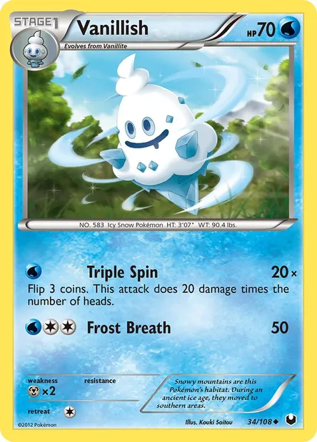 Vanillish, Pokémon card DEX 34 — Dark Explorers set