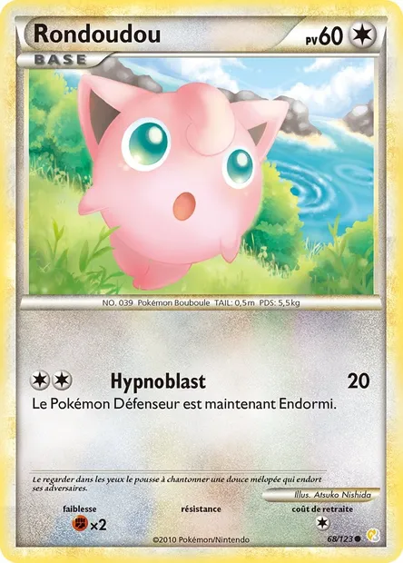 Rondoudou, carte Pokémon HS 68 — extension HeartGold SoulSilver