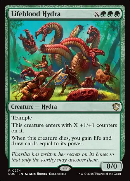 Lifeblood Hydra, Magic card SOC 274 — Secrets of Strixhaven Commander set