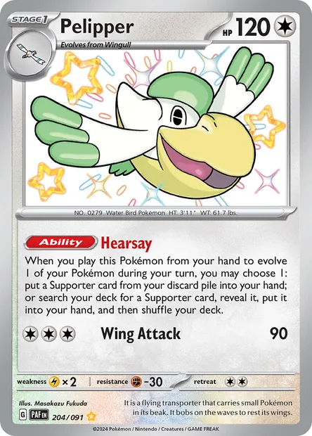 Pelipper, Pokémon card PAF 204 — Paldean Fates set