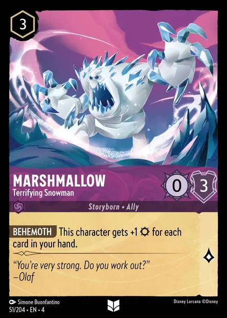Marshmallow - Terrifying Snowman, Disney Lorcana card CH4-051 — Ursula's Return set