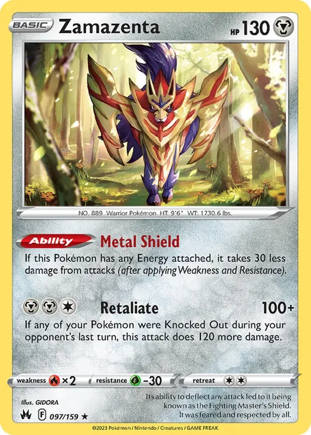 Zamazenta, Pokémon card CRZ 097 — Crown Zenith set