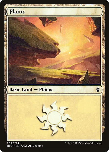Plains, Magic card BFZ 252a — Battle for Zendikar set