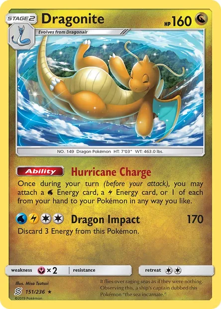Dragonite, Pokémon card UNM 151 — Unified Minds set