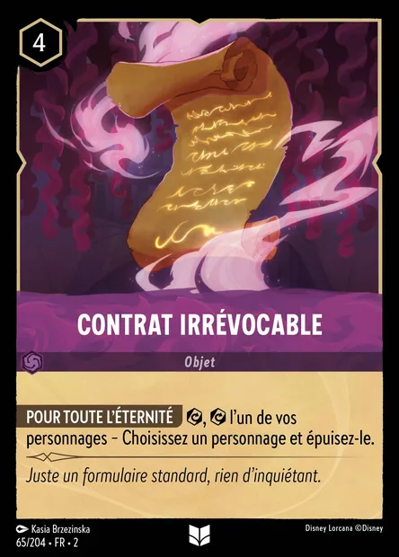 Contrat irrévocable, carte Disney Lorcana CH2-065 — extension L'Ascension des Floodborn