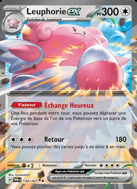 Leuphorie-ex, carte Pokémon TWM 134 — extension Mascarade Crépusculaire