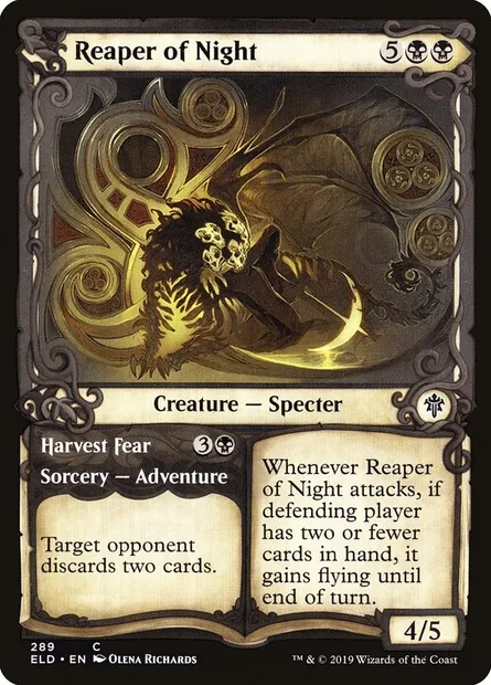 Reaper of Night // Harvest Fear, Magic card ELD 289 — Throne of Eldraine set