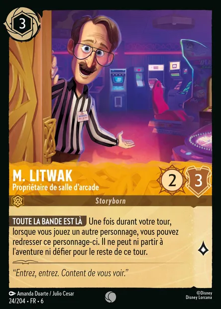 M. Litwak - Propriétaire de salle d'arcade, carte Disney Lorcana CH6-024 — extension La Mer Azurite