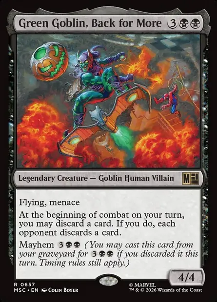 Green Goblin, Back for More, Magic card MSC 657 — Marvel Super Heroes Commander set