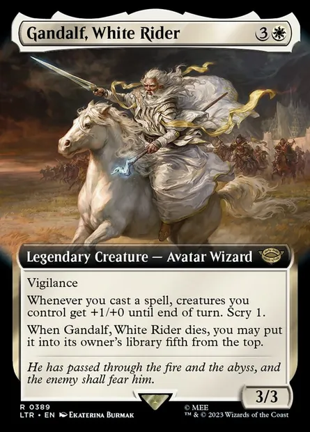 Gandalf, White Rider, Magic card LTR 389 — The Lord of the Rings: Tales of Middle-earth set