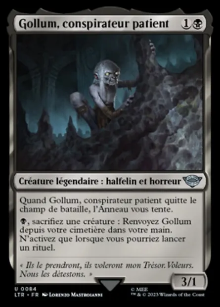 Gollum, conspirateur patient, carte Magic LTR 84 — extension Le Seigneur des Anneaux : chroniques de la Terre du Milieu