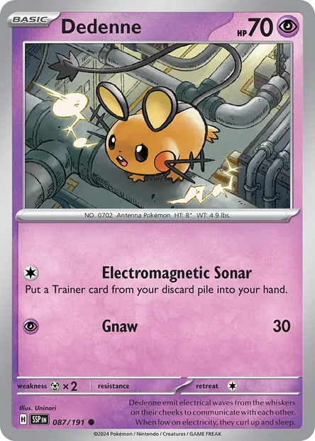 Dedenne, Pokémon card SSP 087 — Surging Sparks set