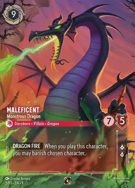 Maleficent - Monstrous Dragon, Disney Lorcana card P3-005 — P3 set