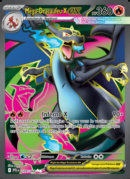 Méga-Dracaufeu X-ex, carte Pokémon PFL 109 — extension Flammes Fantasmagoriques