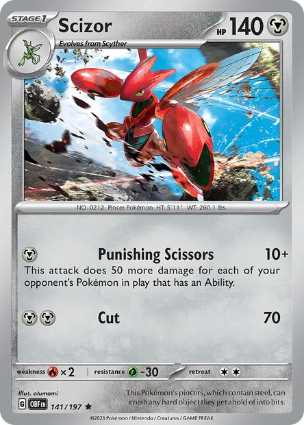 Scizor, Pokémon card OBF 141 — Obsidian Flames set