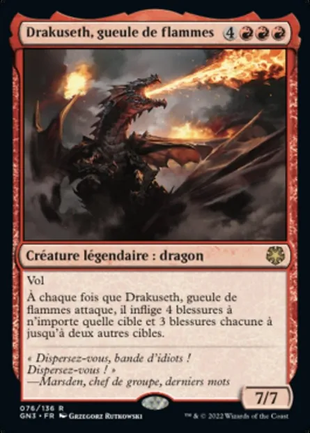 Drakuseth, gueule de flammes, carte Magic GN3 76 — extension Game Night: Free-for-All