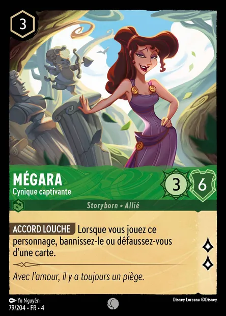 Mégara - Cynique captivante, carte Disney Lorcana CH4-079 — extension Le Retour d'Ursula