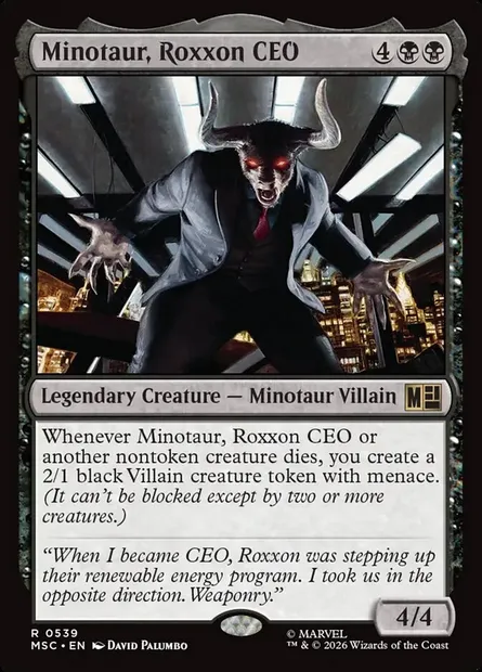 Minotaur, Roxxon CEO, Magic card MSC 539 — Marvel Super Heroes Commander set