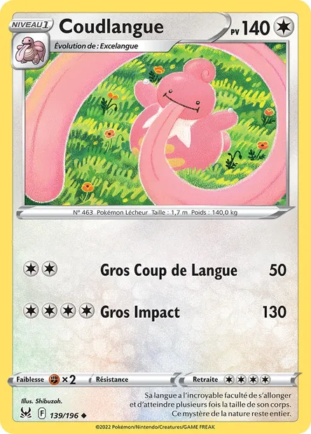 Coudlangue, carte Pokémon LOR 139 — extension Origine Perdue