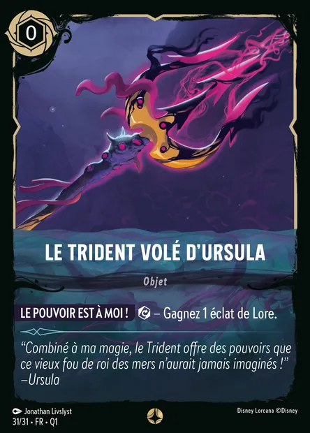 Le Trident Volé d'Ursula, carte Disney Lorcana Q1-031 — extension Quête des Illumineurs - Menace des profondeurs