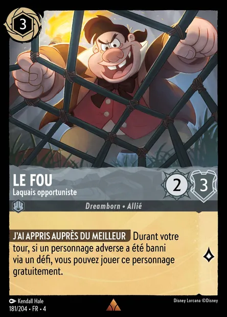 Le Fou - Laquais opportuniste, carte Disney Lorcana CH4-181 — extension Le Retour d'Ursula