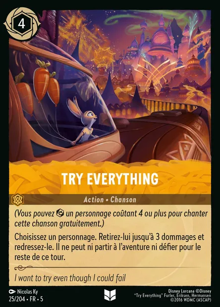 Try Everything, carte Disney Lorcana CH5-025 — extension Ciel Scintillant