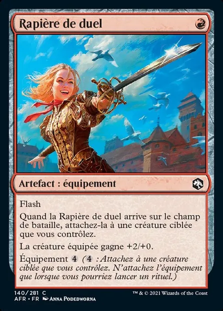 Rapière de duel, carte Magic AFR 140 — extension Forgotten Realms: Aventures dans les Royaumes Oubliés