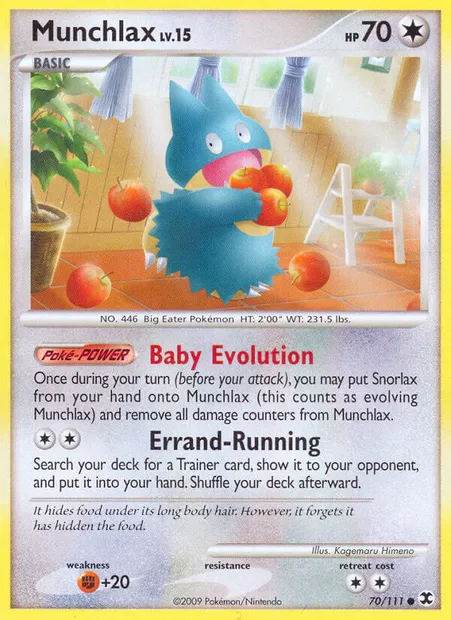Munchlax, Pokémon card RR 70 — Rising Rivals set