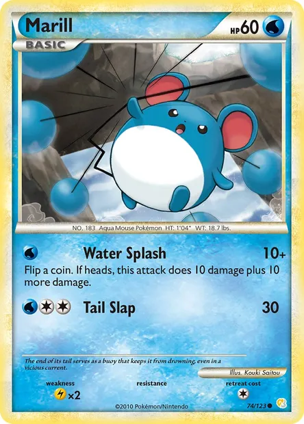 Marill, Pokémon card HS 74 — HeartGold SoulSilver set