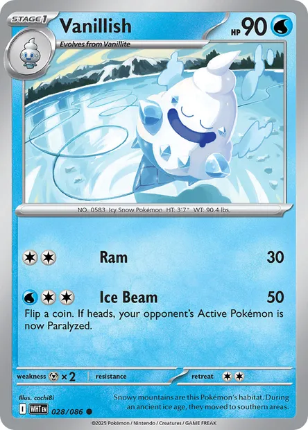 Vanillish, Pokémon card WHT 028 — White Flare set