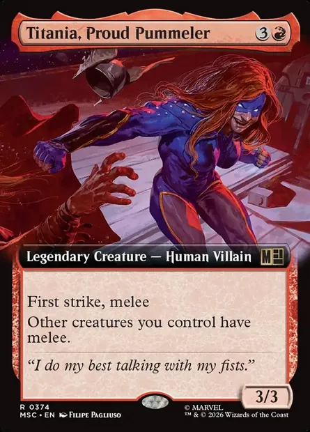 Titania, Proud Pummeler, Magic card MSC 374 — Marvel Super Heroes Commander set