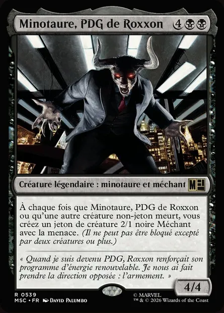 Minotaure, PDG de Roxxon, carte Magic MSC 539 — extension Marvel Super Heroes Commander