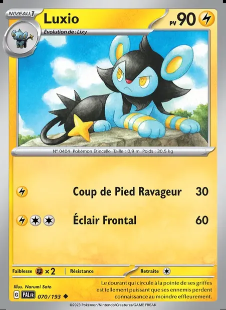 Luxio, carte Pokémon PAL 070 — extension Évolutions à Paldea