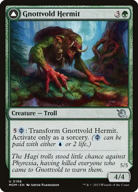 Gnottvold Hermit // Chrome Host Hulk, Magic card MOM 188 — March of the Machine set