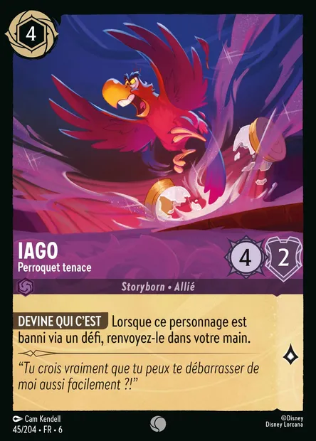 Iago - Perroquet tenace, carte Disney Lorcana CH6-045 — extension La Mer Azurite