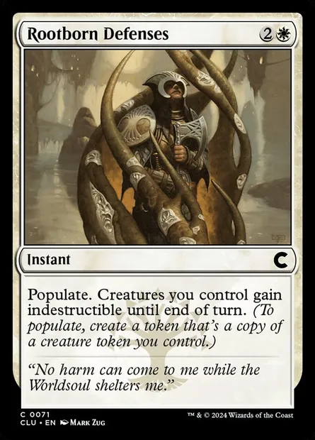 Rootborn Defenses, Magic card CLU 71 — Ravnica: Clue Edition set
