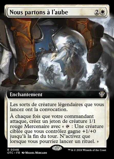 Nous partons à l'aube, carte Magic OTC 48 — extension Outlaws of Thunder Junction Commander
