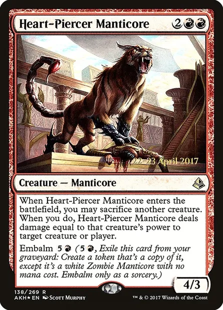 Heart-Piercer Manticore, Magic card PAKH 138s — Amonkhet Promos set