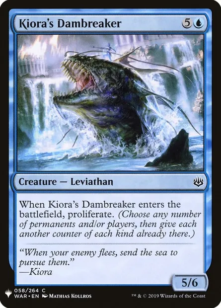 Kiora's Dambreaker, Magic card PLST WAR-58 — The List set
