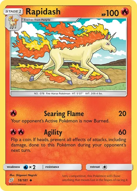 Rapidash, Pokémon card TEU 18 — Team Up set