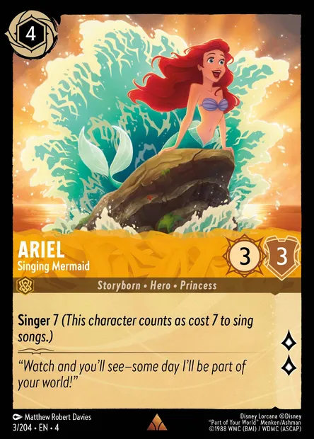 Ariel - Singing Mermaid, Disney Lorcana card CH4-003 — Ursula's Return set