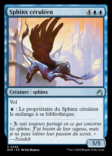 Sphinx céruléen, carte Magic RVR 36 — extension Ravnica Remastered