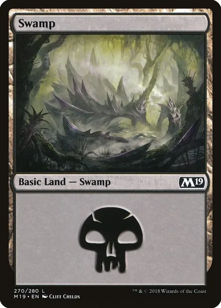 Swamp, Magic card M19 270 — Core Set 2019 set