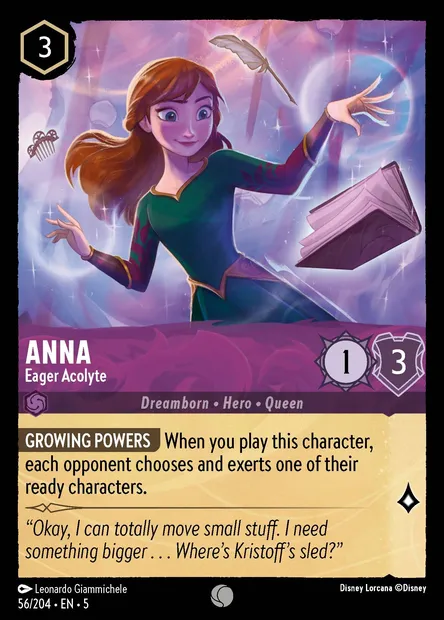 Anna - Eager Acolyte, Disney Lorcana card CH5-056 — Shimmering Skies set