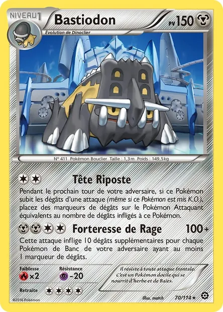 Bastiodon, carte Pokémon STS 70 — extension Offensive Vapeur