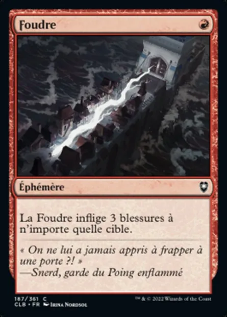 Foudre, carte Magic CLB 187 — extension Commander Légendes : la bataille de la Porte de Baldur