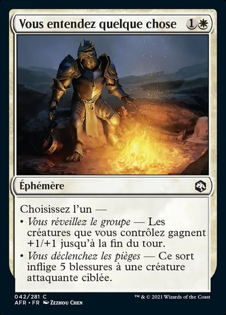 Vous entendez quelque chose, carte Magic AFR 42 — extension Forgotten Realms: Aventures dans les Royaumes Oubliés